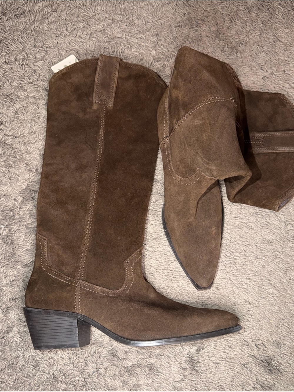 Women’s Brown Suede Western Knee-High Boots